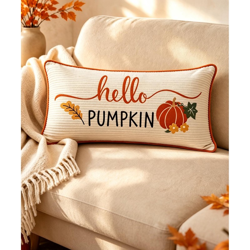Corduroy Fall Pillow Covers 12x20 Farmhouse Sunflower Pillow Covers