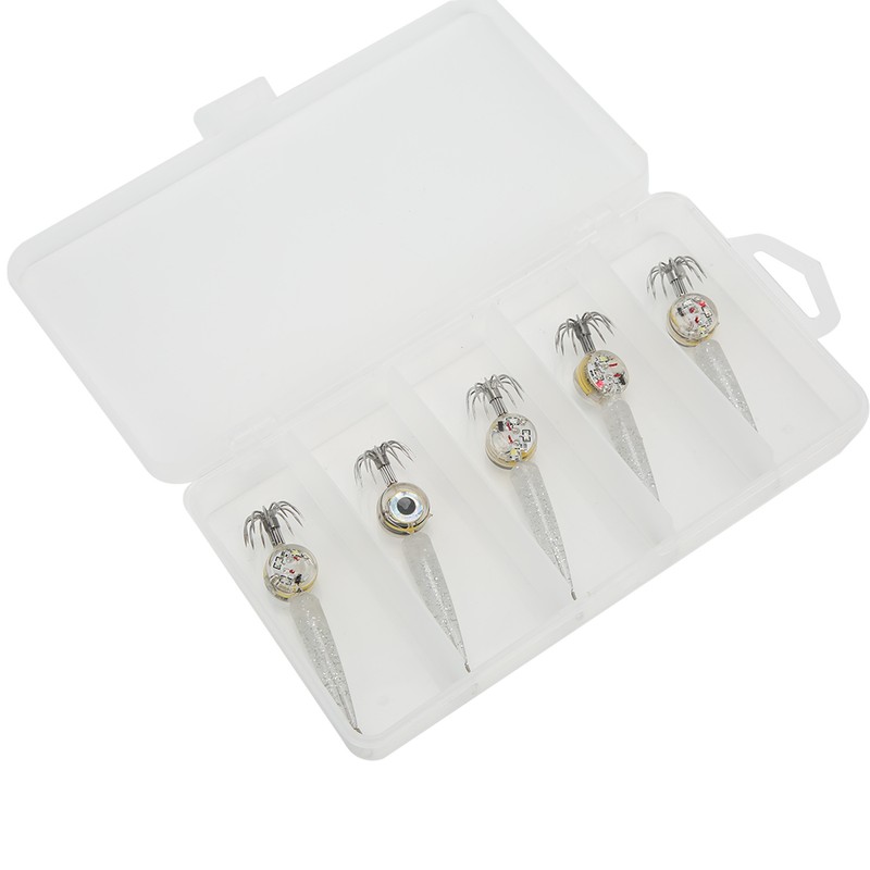 5pcs LED Octopus Hook Strong Penetration High Carbon Steel Electronic