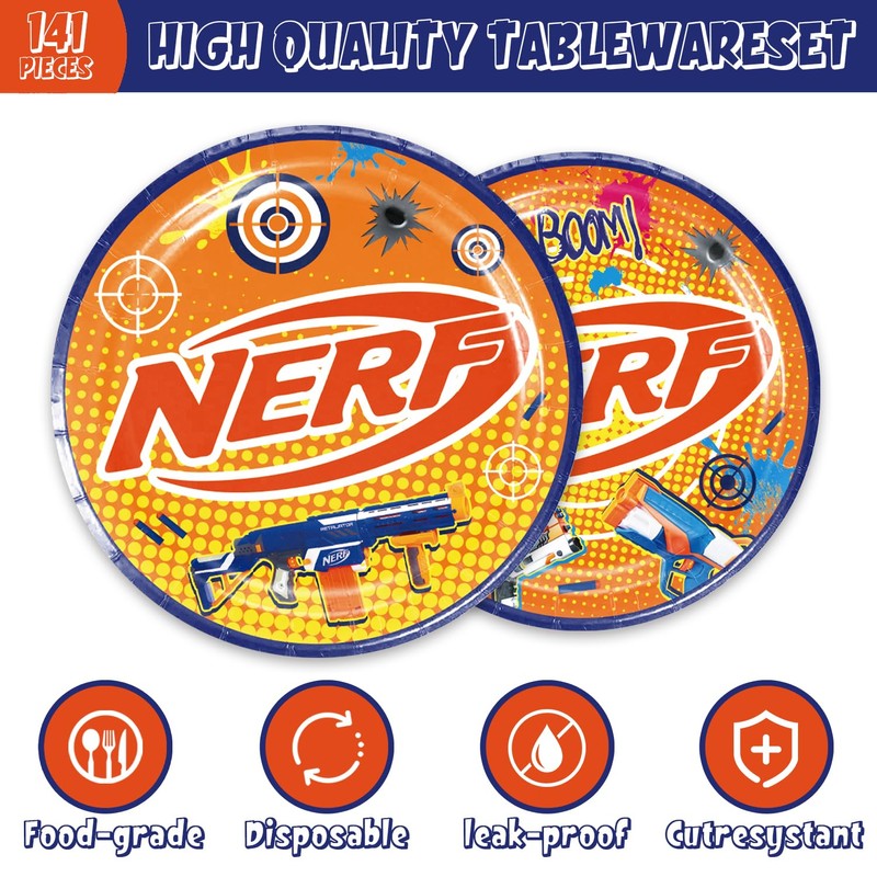 141Pcs Dart War Parties,Dart War Party Tableware Party Disposable Dinnerware