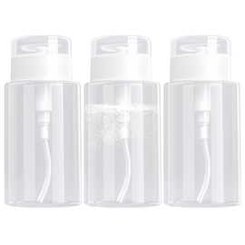 ANGNYA 3 Pack Push Down Pump Dispenser, Empty Press Container for Alcohol Facial Toner Makeup Nail Remover Pump Dispenser Bottles 6.7oz/200ML(Not for Acetone)