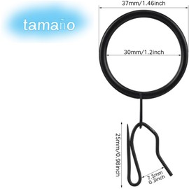 Jindizi 60 Anillos De Cortina Y 60 Ganchos Metal De Cortina Acabado Pulido, para Ventanas, Puertas O Cortinas De Ducha, Anillo De Cortina De Ventana Ideal para Hotel, Salas De Estar(Color:Negro)