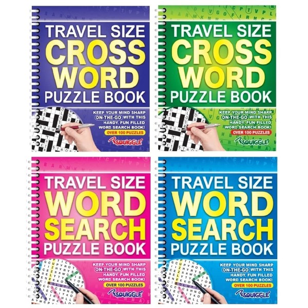 BG Wiro Travel Size A5 Wordsearch Sudoku Crossword Puzzle Books, Set of 4 - Choose Your Set (SET 3)