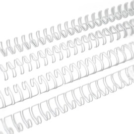 Pack of 100 Double Loop Wire Binding Combs, 60 Sheet Capacity, Double Loop Wire Metal Binding Combs, 3:1 Pitch, 3/8 Inch Spiral Binding Spools for Making (White)