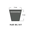 SWR V-belt BX25-17 x 630 Li, open flanks, serrated