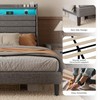 GAOMON Full Bed Frame with Charging Station, LED Light Full