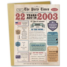 Zyulin 22nd Birthday Card Gifts for Her Him, Retro Gifts for 22 Year Old Male Female, 22nd Birthday Decorations Women Men