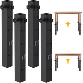 Famiron 4 Pcs Table Leg Extenders for Folding Tables, 4 Levels/Heights Adjustable Table Leg Extensions,Metal Square Folding Desk Leg Risers,Raise Table Height 3.4"/6.6"/9.8"/13"(Inner Diameter 1.86")
