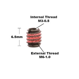 E-Z Lok Externally Threaded Insert, C12L14 Carbon Steel, Meets AISI 12L14, M3-0.5 Internal Threads, M6x1.0 External Threads, 6.48mm Length, Made in US (Pack of 10)