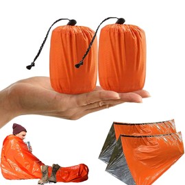 LEIDSANY 2 Piezas Manta termica Supervivencia, Reutilizable Mantas de Emergencia de Mylar, Plegable de tamaño Ultra pequeño y Colores más visibles para Libre, Camping, Escalada, Aventura y Viajes.