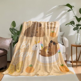 Manta divertida de franela suave y ligera de Capybara para sala de estar, ropa de cama, viajes, decoración del hogar, acogedora, 50 x 60 pulgadas, regalos para adultos, niños, mujeres y hombres