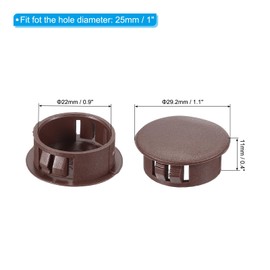 PATIKIL 20Pcs 1" Hole Plugs, 1"/25mm Plastic Hole Plugs, 20Pcs Flush Type Round Hole Plugs Cover Snap in Locking Hole Tube for Table Kitchen Cabinet Furniture, Dark Brown