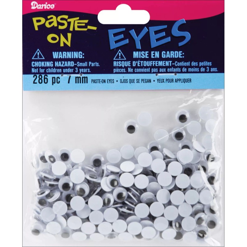 Darice 286-Piece Round Paste on Eyes, 7mm, Googly Wiggle Eyes