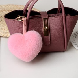 TangDao Plush Keyring Ladies Girls Love Heart Bag Pendant Key Rings Lucky Charm, pink, m
