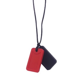 Sensory Oojamabobs - Dog tags pendant chew necklace - Autism - Red MIX 'N' MATCH! (Red & black)