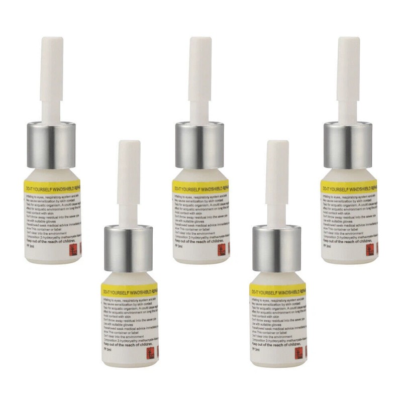 5-Pack Glass Nano Repair Fluid Car Windshield Resin Crack Tool