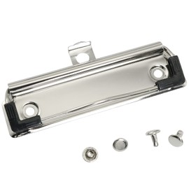 RLECS 5pcs Metal Hardboard Clips 3.9" with Rubber Feet and Mounting Rivets Clipboard Clips Stationery Clip