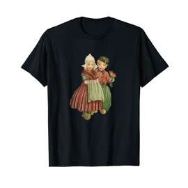 Dutch Boy & Girl Wearing National Costume Vintage Design T-Shirt