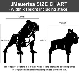 JMsuertes Dog Metal Decorative Garden Stakes(2 Pack), Bulldogs Gifts for Women/Men Dog Lovers Gifts Silhouette Statues for Yard Art, Outside, Patio, Outdoor Decor, Garden Decorations, Lawn Ornaments