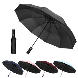EEPLUYTY Umbrellas, Automatic Umbrella, Pocket Umbrella, Open-Close with 10 Ribs, Umbrella Stormproof, Umbrella with UV Protection, Rain or Sunshine, black