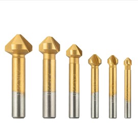 Countersink Set, 6 Pieces Countersink Metal, Countersink Set, Countersink Set, Countersink Set, Countersink Drill, for Stainless Steel, Cast Iron, Aluminium, Copper, Plastic, Gold