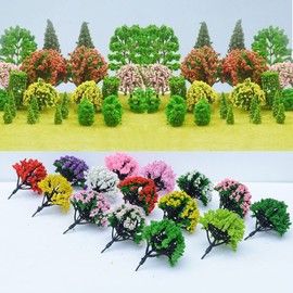 N\A Woohome 60 PCS Miniature Trees Mixed Model Trees, Mixed Colors Accessories Model Train Scenery Architecture Trees Fake Trees for Building Model, Model Scenery with No Bases for DIY Crafts