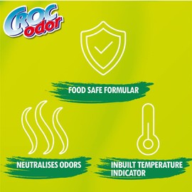 Croc'Odor Fridge Deodoriser, Twin Pack, Unscented, Food Safe Formular with Temperature Indicator - 2 x 33 g, Packaging may vary
