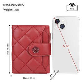 LJCZKA Small Women's Leather Wallet with RFID Protection, Wallet Women with Coin Compartment, Credit Card Holder, red, Elegant