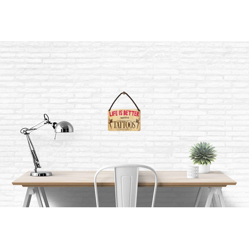 Life is Better with Tattoos Retro Decorative Hanging Sign with