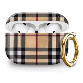 Compatible with AirPod Pro 2nd//1st Generation Case Cover with Gold Keychain,Full Protective Shockproof Wireless Headphone Case for Airpod Pro 2023/2022/2019 Camel Lattice