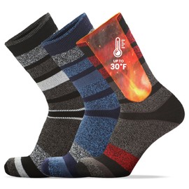 UNIQUE STYLES ASFOOR - Thermal Winter Socks for Men, Moisture-Wicking, Hiking Socks & Ski Socks for Outdoors, 3 Pairs - Black, Red, Blue