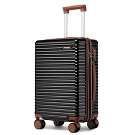 Ruausine 20-Inch Carry on Luggage,Carry-on Suitcase with Spinner Wheels and TSA Lock, 22x14x9 Airline Approved,Hardside Lightweight Travel Carry-on Luggage,Small Rolling Luggage (Black, 20 Inch)