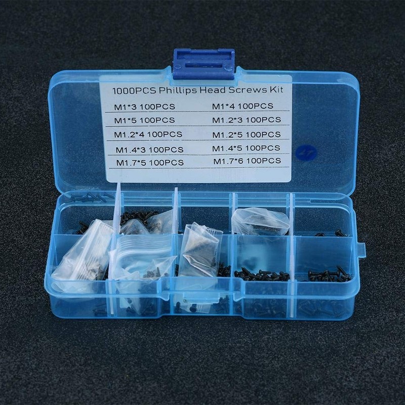 KSTE 1000pcs Small Screws Cross Head Sheet Metal Screws Assortment