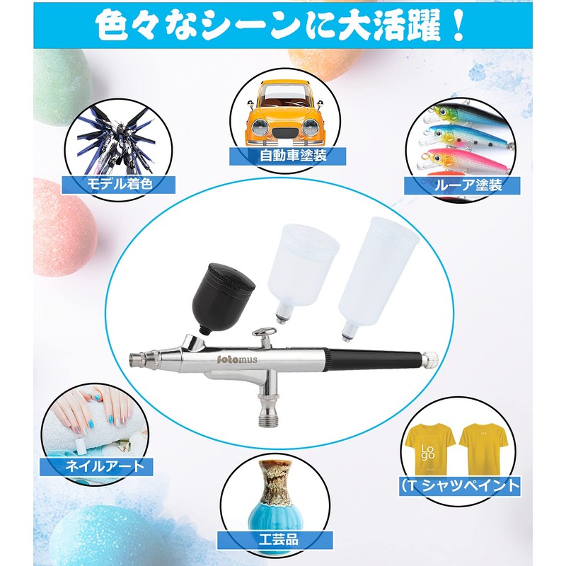【3 Types of Paint Cups】Airbrush 0.5mm Large Diameter Double Action