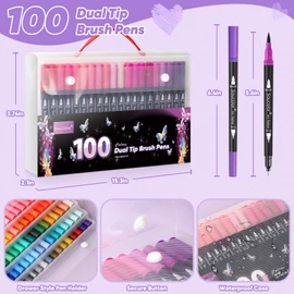 Soucolor Halloween Christmas Gifts for Teen Girls Trendy Stuff, Preppy Stuff for Teen Girls, 24 Colors Dual Tip Brush Markers Pens for Kids Planner Lettering Calligraphy Drawing Preppy School Stuff