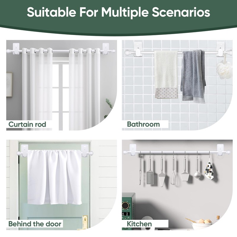 ZNONOX ZNONOX Curtain Rods No Drilling for Windows 30 to