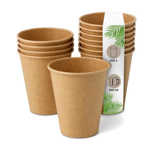 DeinPack 200 Coffee Cups 300 ml 12 oz Environmentally Friendly