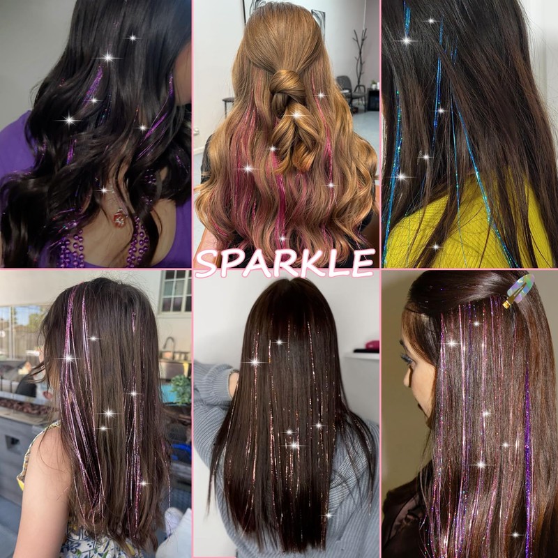 Hair Tinsel Clip in, Gold Tinsel Hair Extensions Fairy Hair