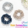 Fashey Pearl Hair Tie Elastic Ponytail Holders Blue Beads Hair