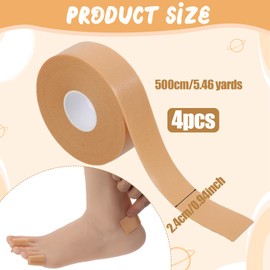 Giantree 4 Rolls Tape Adhesive Pads Blister Prevention Tape, Anti-wear Heel Pads Foam Tapes, Patches for Pointe Shoes Foot Heel Toe Protector Pad Waterproof Bandages Prevention Skin Feet Chafing