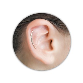 Helix Piercing Climber Threader Earring Custom Length Short Long Cartilage Upper Ear 18g Length 12mm-30mm (Right Ear-1.2mm, Silver)
