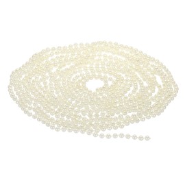 PATIKIL 5mm Faux Pearl Beads Garland, 16.4 Ft Pearl String Chain Pearl Roll for Craft Wedding Party Home Decorative Jewelry Making Christmas Tree, Beige