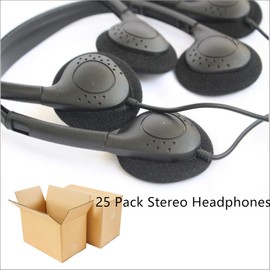 Saidbuds Bulk Classroom Headphones Low Cost Headsets Disposable on Ear Headphones for School Kids,Libraries,Museums,Hotels,Hospitals,Gym (25 Pack)