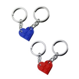 BPTRKOM Pack of 2 Couples Heart Keyrings - Matching Heart Decorations, for Boyfriend Girlfriend Birthday Gifts, for Two Couples, Matching Heart Decorations (Red + Blue)