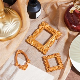 Teenyyou 80 Pcs Mini Gold Picture Frames with Magnetic Tape Small Vintage Resin Antique Miniature Tiny Frames DIY Baroque for Photo Jewelry Home Wedding Decor