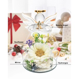 yiwuhongyuz Birthday Gifts for Women, Artificial Flower Sunflower Gifts in Glass Angel Figurines, Anniversary, Valentines Day Gifts for Women, Birthday Unique, Angel Gifts from Daughter