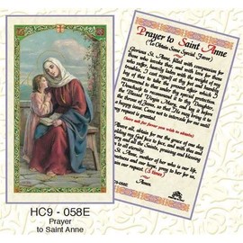 WJ Hirten E24-612 Prayer to Saint Anne, Clear Holy Cards