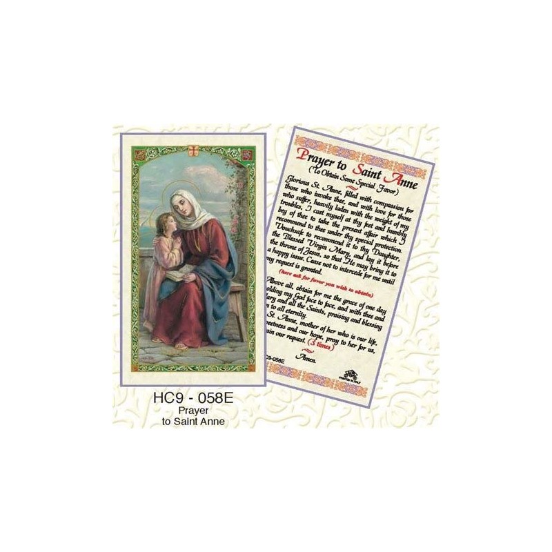 WJ Hirten E24-612 Prayer to Saint Anne, Clear Holy Cards
