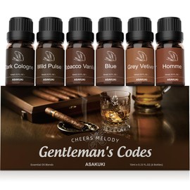 ASAKUKI Essential Oils Set – 6×10ml Cologne-Inspired Unisex Fragrance Oils for Diffusers – Elegant, Clean, and Confident Scents Loved by Women and Men