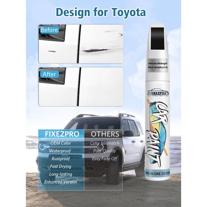 FIXEZPRO 218 Attitude/Midnight Black Metallic Car Touch Up Paint for