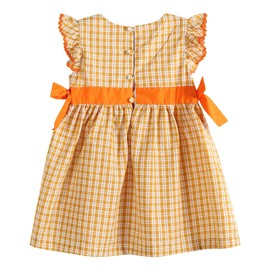 Lil cactus Orange Gingham Ruffle Pumpkin Bow Dress, 18-24 Months